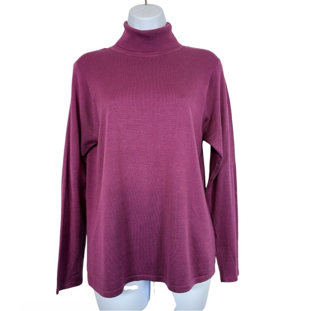 Bridgeswater Classics 100% Silk Turtleneck Sweater Plum Long Sleeve Size M
